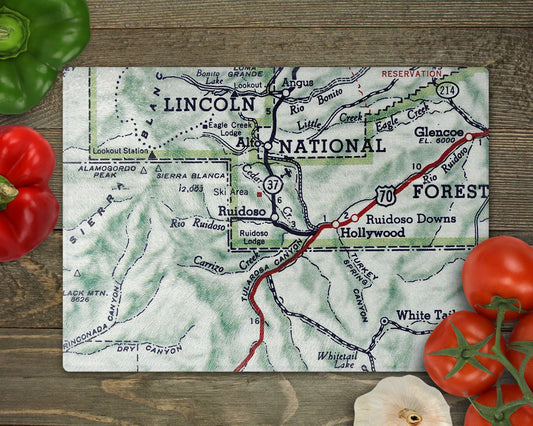 Ruidoso New Mexico Map Cutting Board | Travel Gift | Kitchen Decor