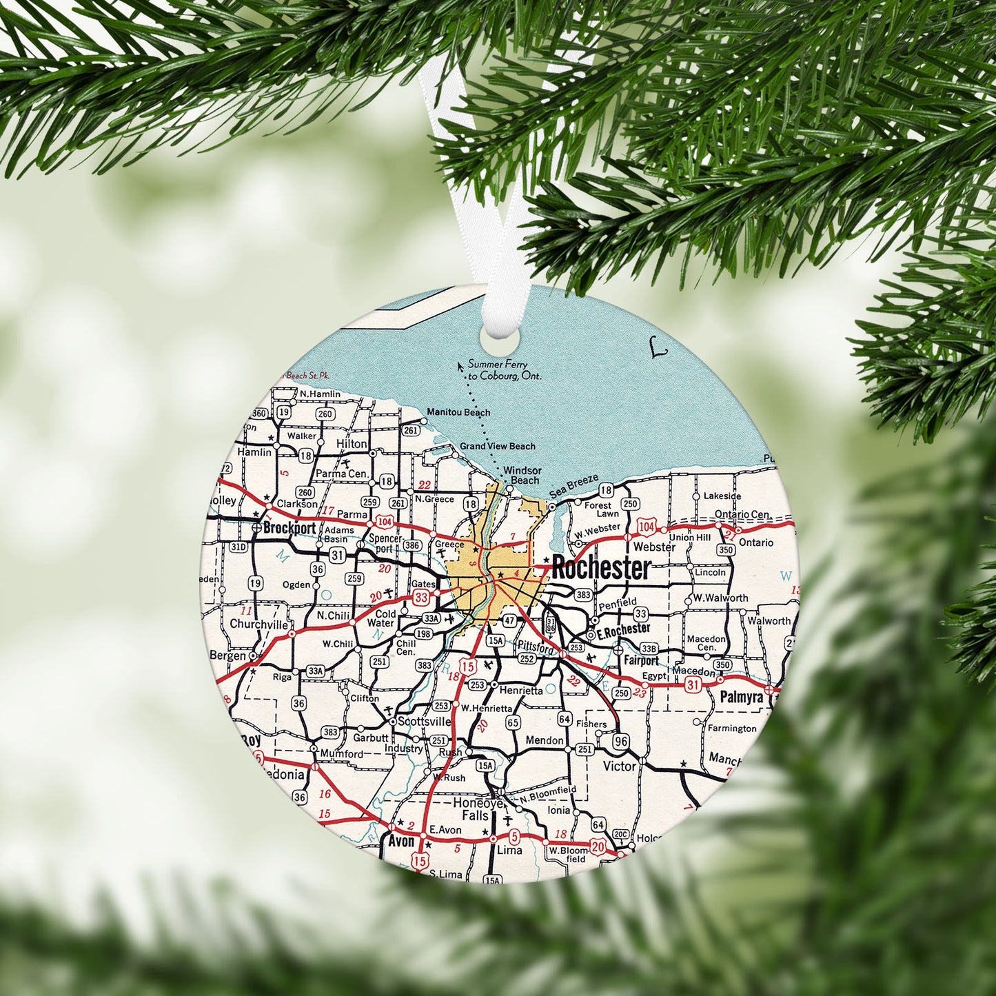 Rochester New York Vintage Map Ornament