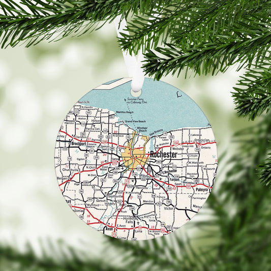 Rochester New York Vintage Map Ornament