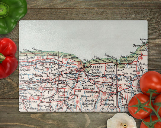 Rochester New York Map Cutting Board | Travel Gift | Kitchen Decor