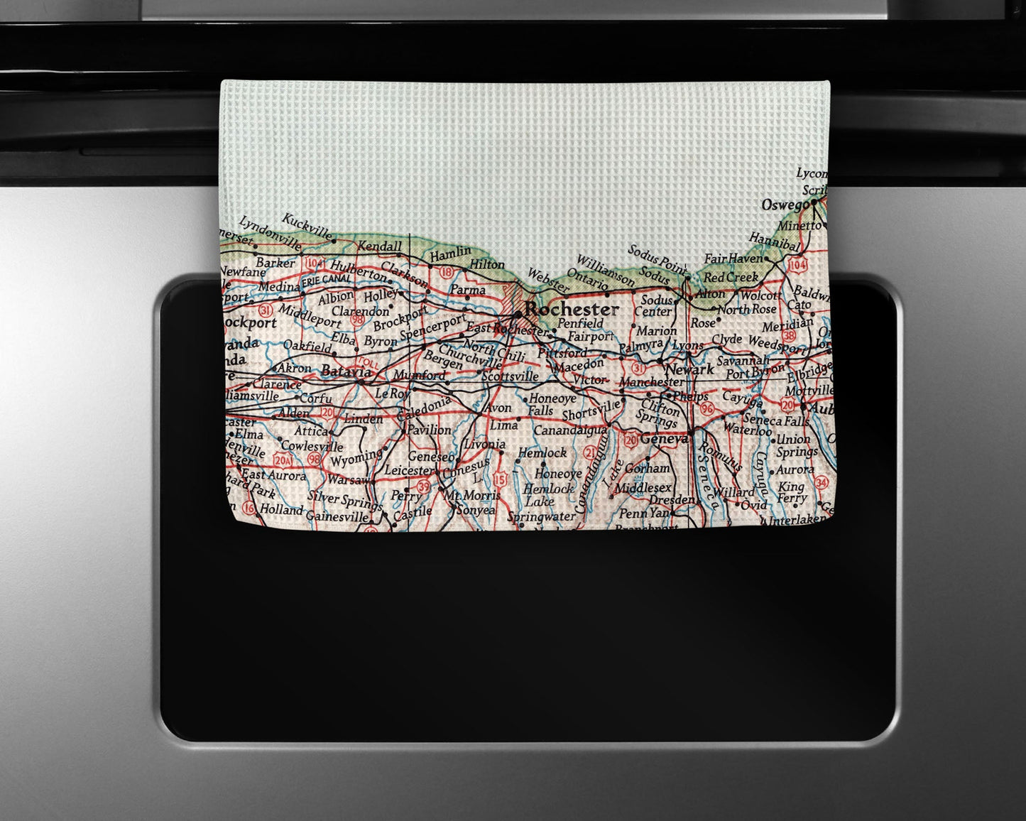 Rochester New York Map Tea Towel | Waffle-Weave Kitchen Towel Gift