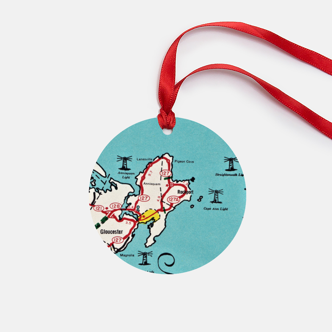 Rockport Massachusetts Vintage Map Ornament