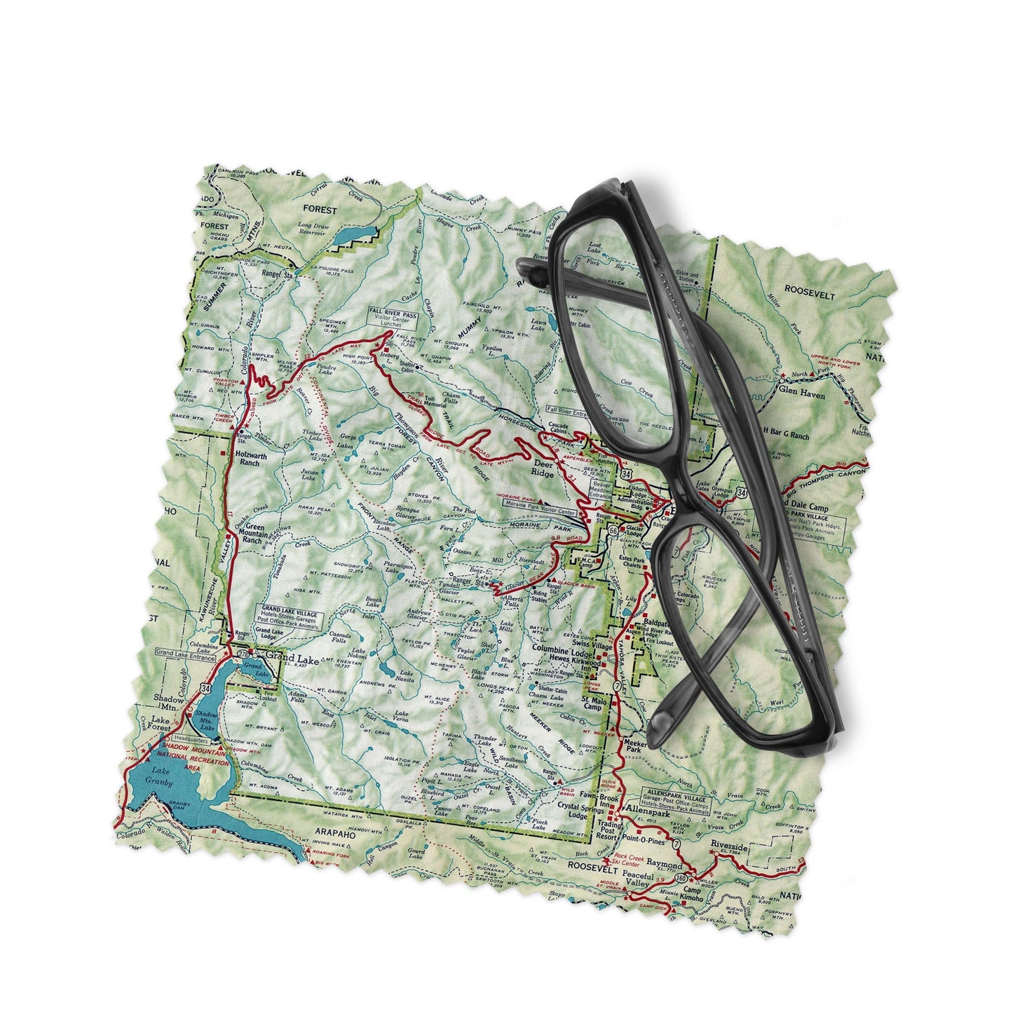 Rocky Mountain National Park Map Lens Cloth | Rocky Mountain Microfiber Glasses Cleaner | Travel Gift