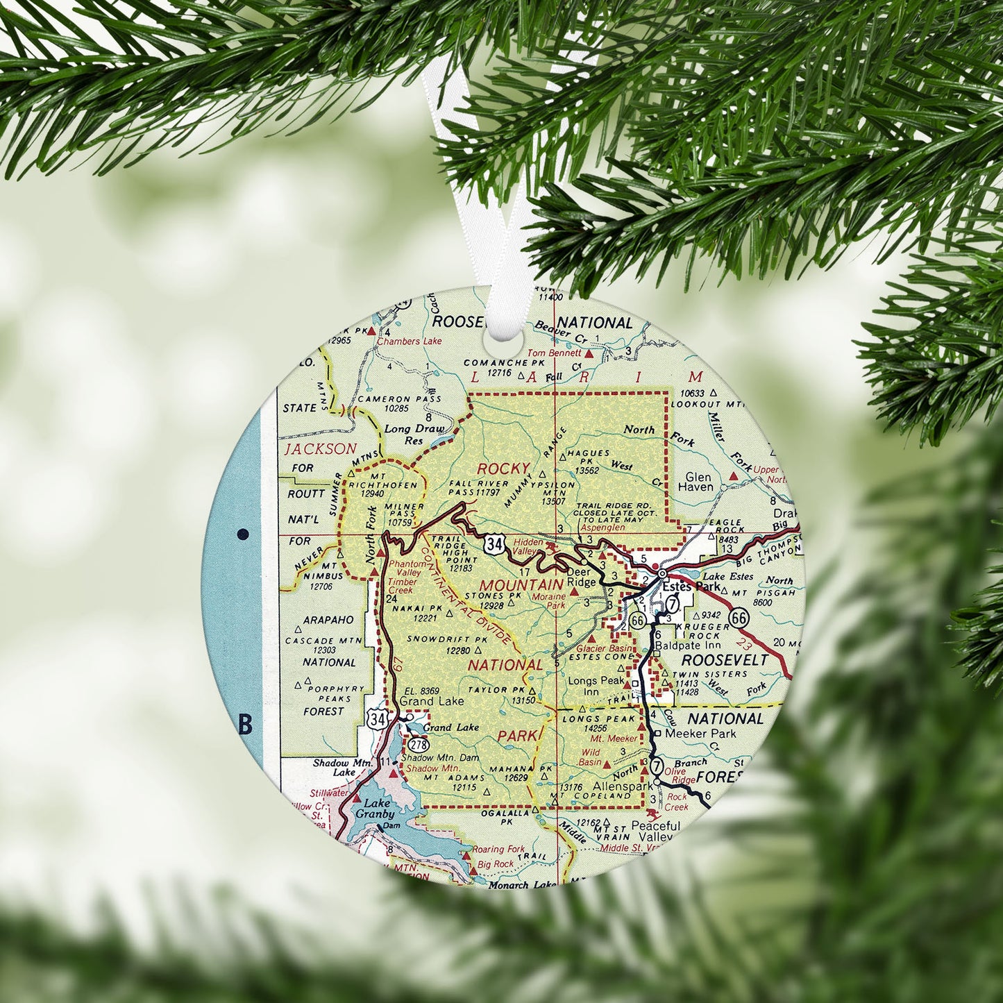 Rocky Mountain National Park Vintage Map Ornament