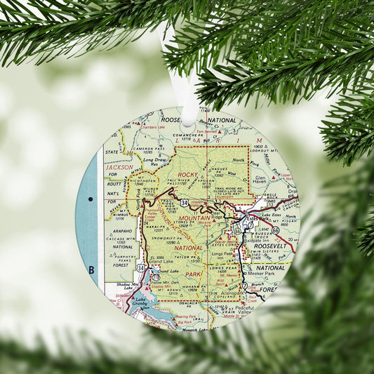 Rocky Mountain National Park Vintage Map Ornament