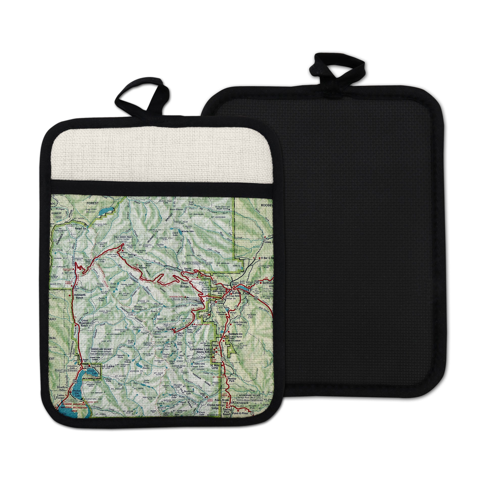 Rocky Mountain National Park vintage map hot pad kitchen decor