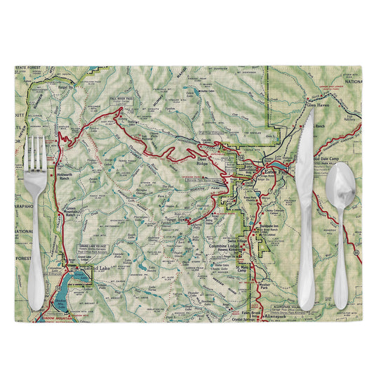 Rocky Mountain National Park Vintage Map Placemats Set of 4