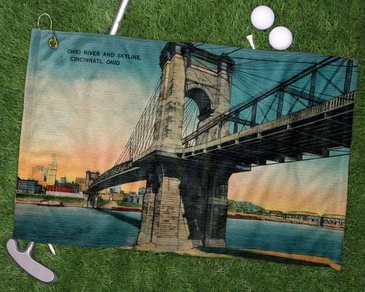 Roebling Bridge Cincinnati golf towel primary image
