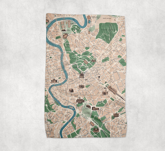 Rome Italy Map Tea Towel | Waffle-Weave Kitchen Towel Gift