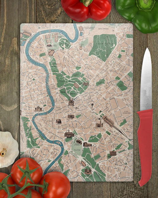 Rome Italy Map Cutting Board | Travel Gift | Kitchen Decor