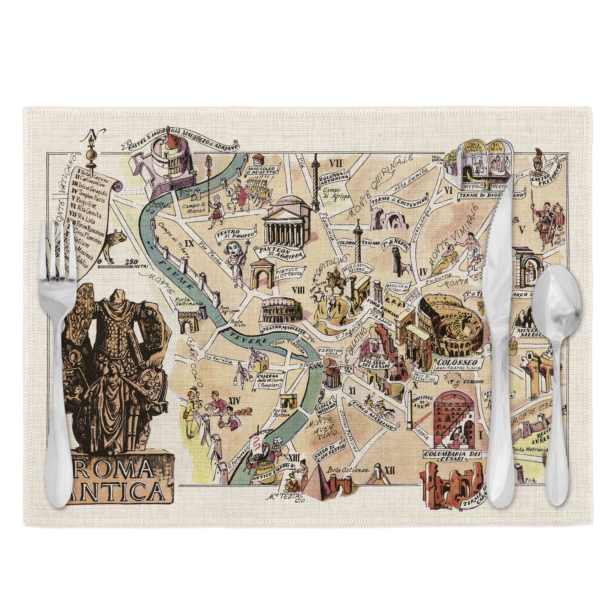 Rome Italy Vintage Map Placemats Set of 4