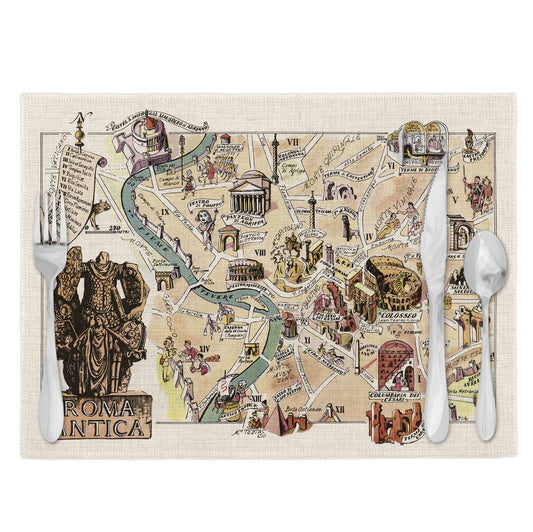 Rome Italy Vintage Map Placemats Set of 4