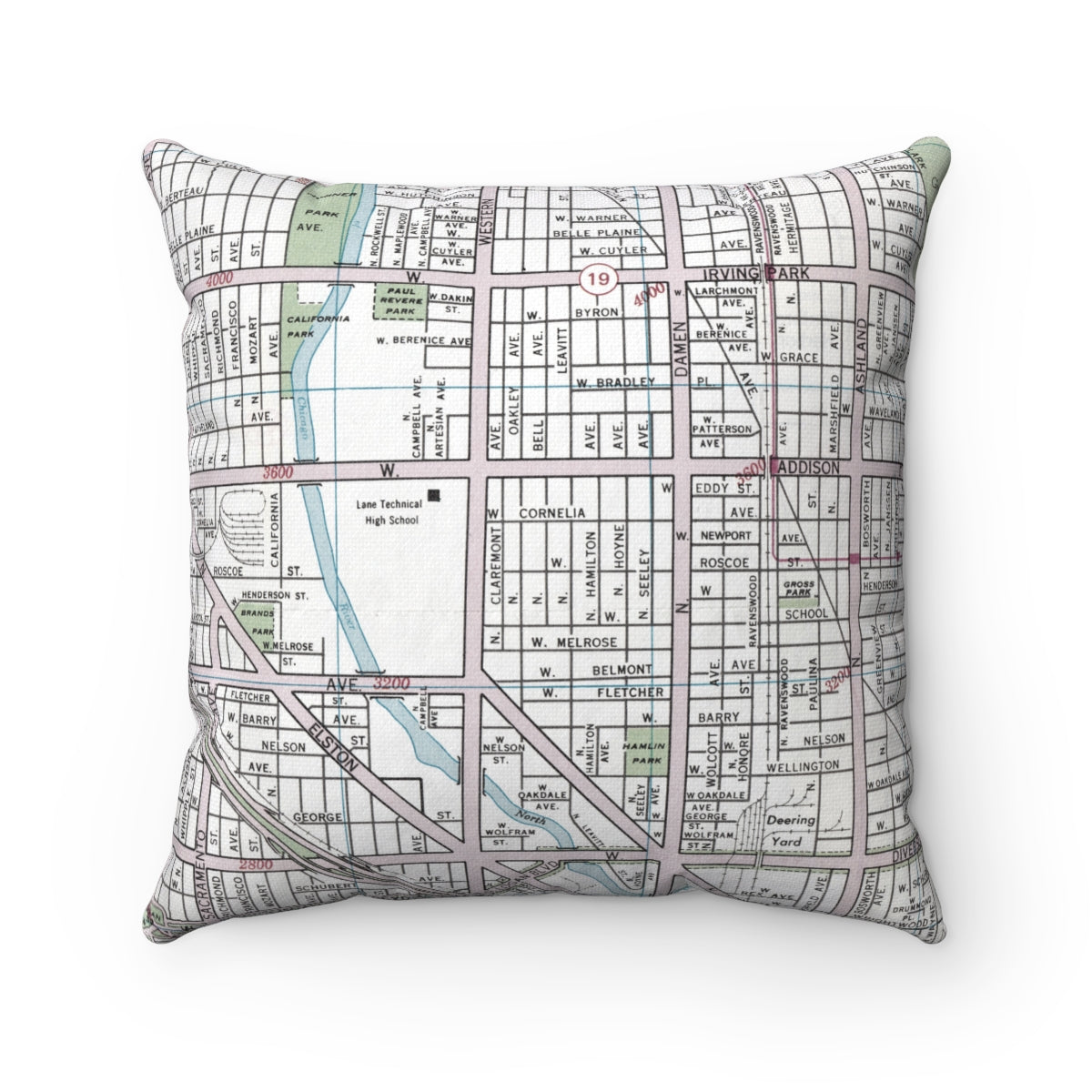 Roscoe Village Chicago pillow