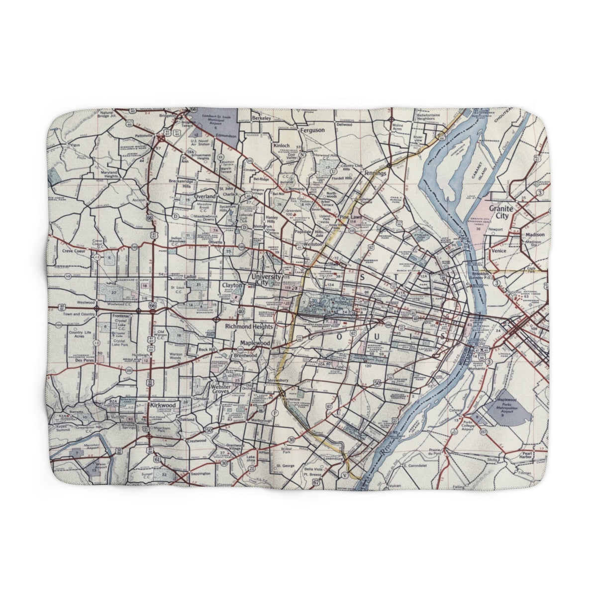 St Louis, Missouri Map Sherpa Fleece Blanket | Cozy Travel Throw