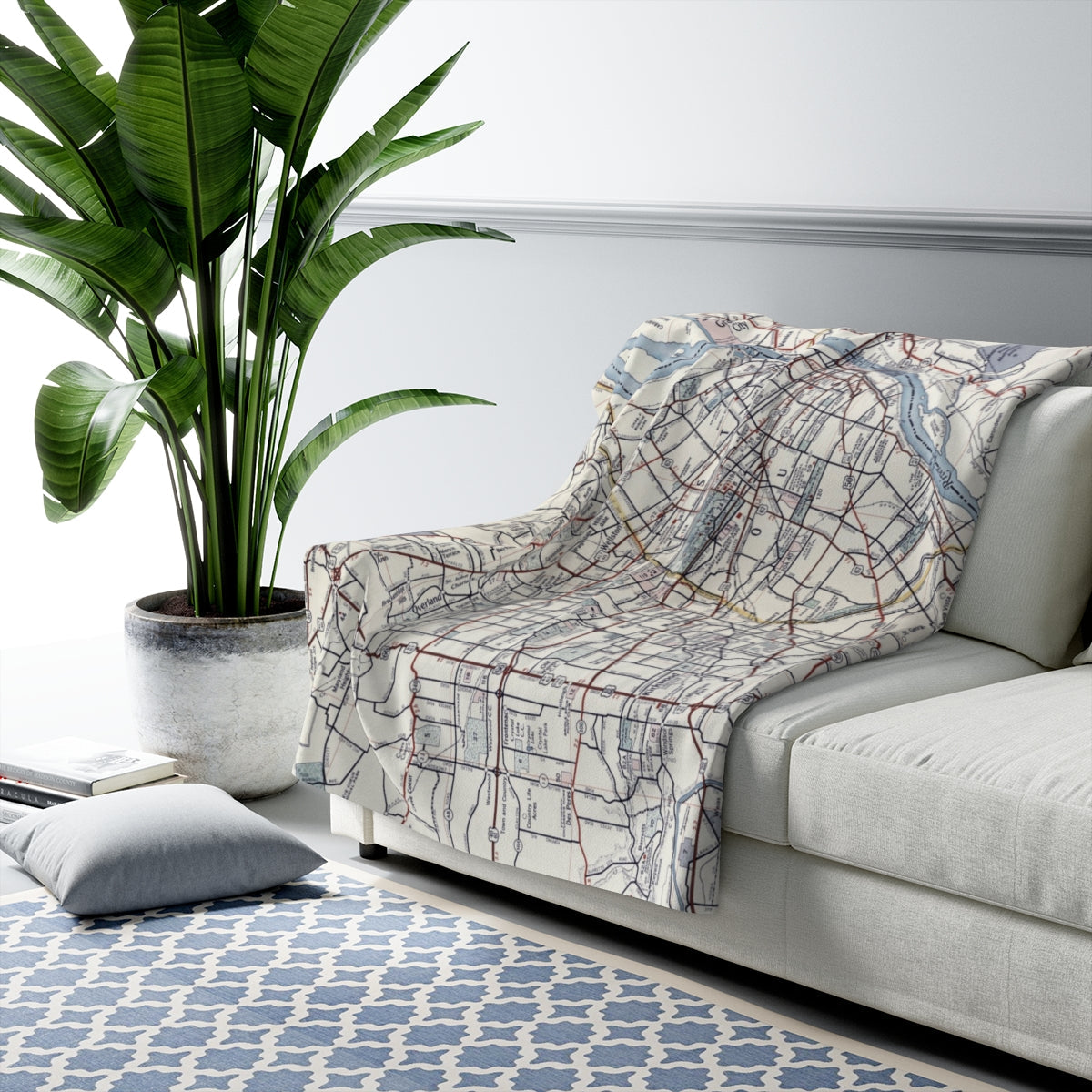 St Louis, Missouri Map Sherpa Fleece Blanket | Cozy Travel Throw