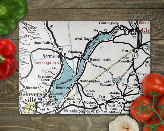 Sacandaga Lake New York Map Cutting Board | Travel Gift | Kitchen Decor