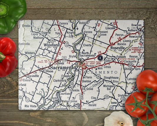 Sacramento California Map Cutting Board | Travel Gift | Kitchen Decor