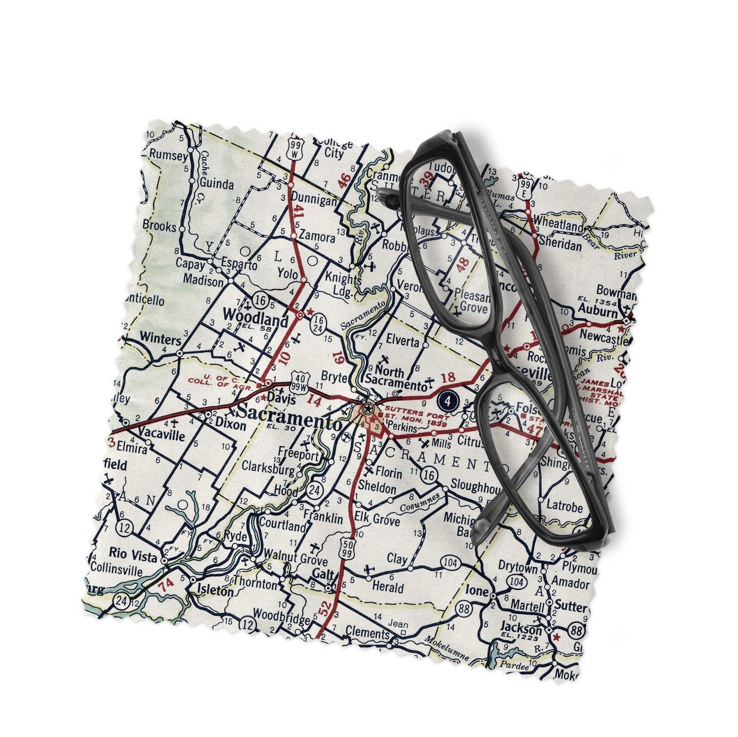Sacramento California Map Lens Cloth | Sacramento Microfiber Glasses Cleaner | Travel Gift