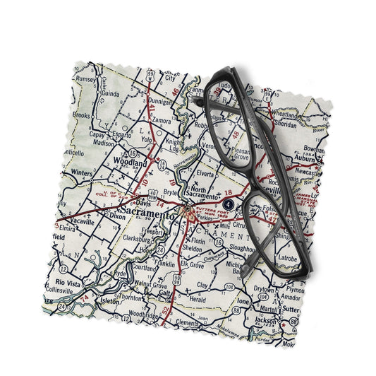 Sacramento California Map Lens Cloth | Sacramento Microfiber Glasses Cleaner | Travel Gift