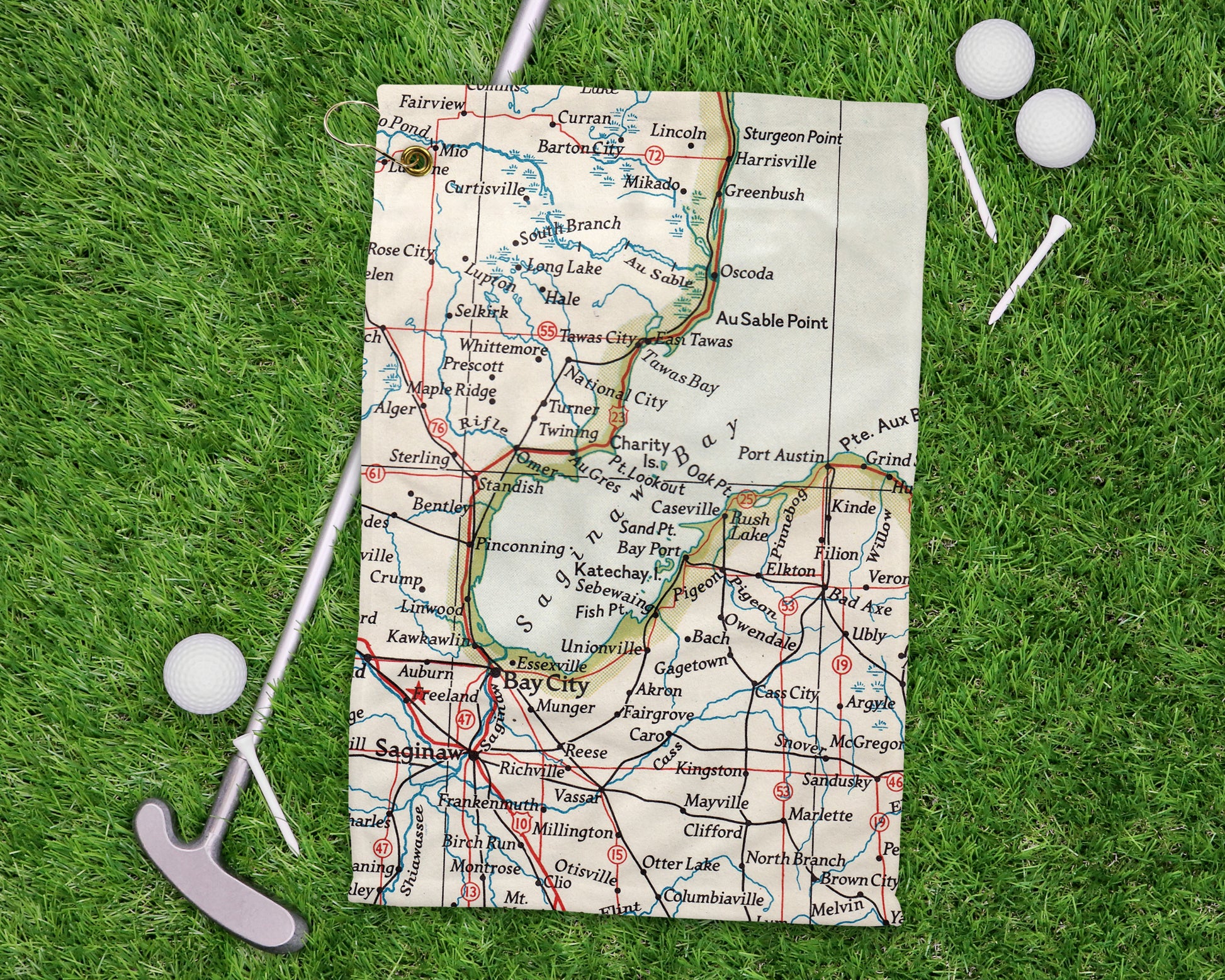 Saginaw Bay Michigan golf towel primary image