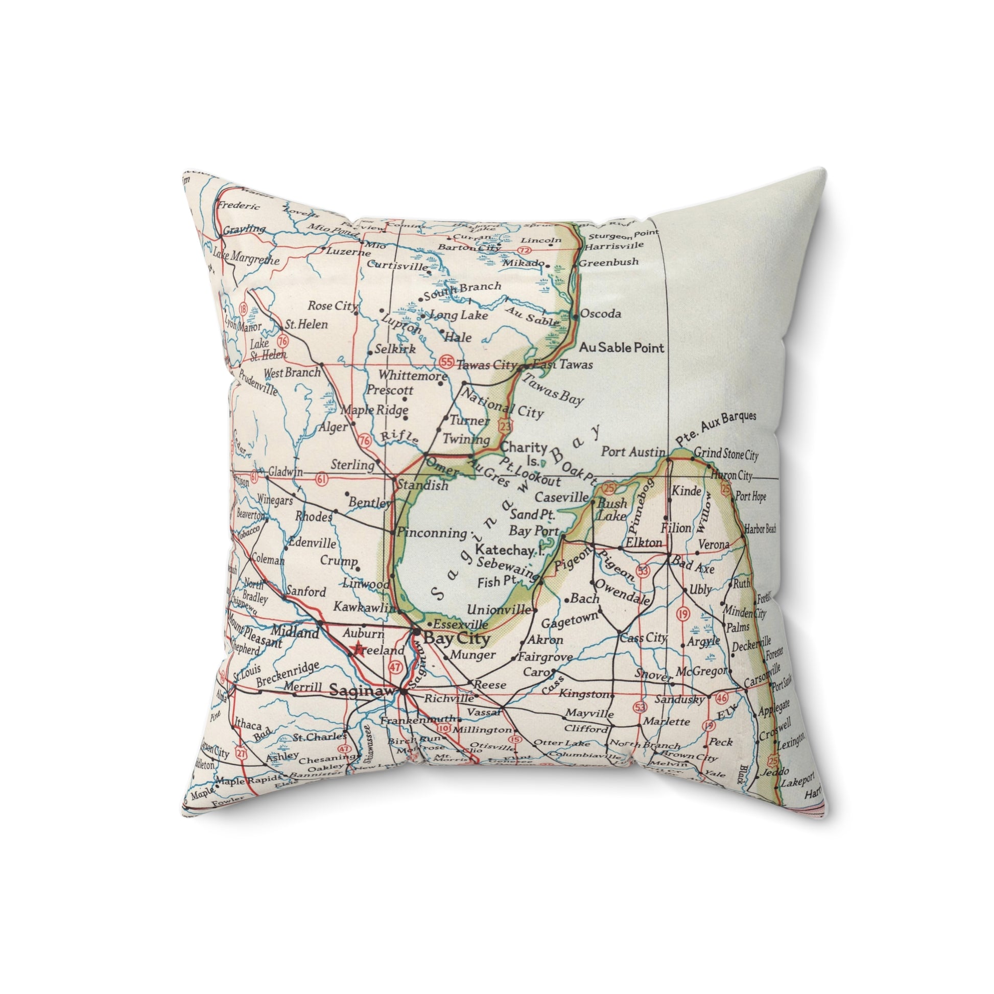 Saginaw Bay Michigan pillow