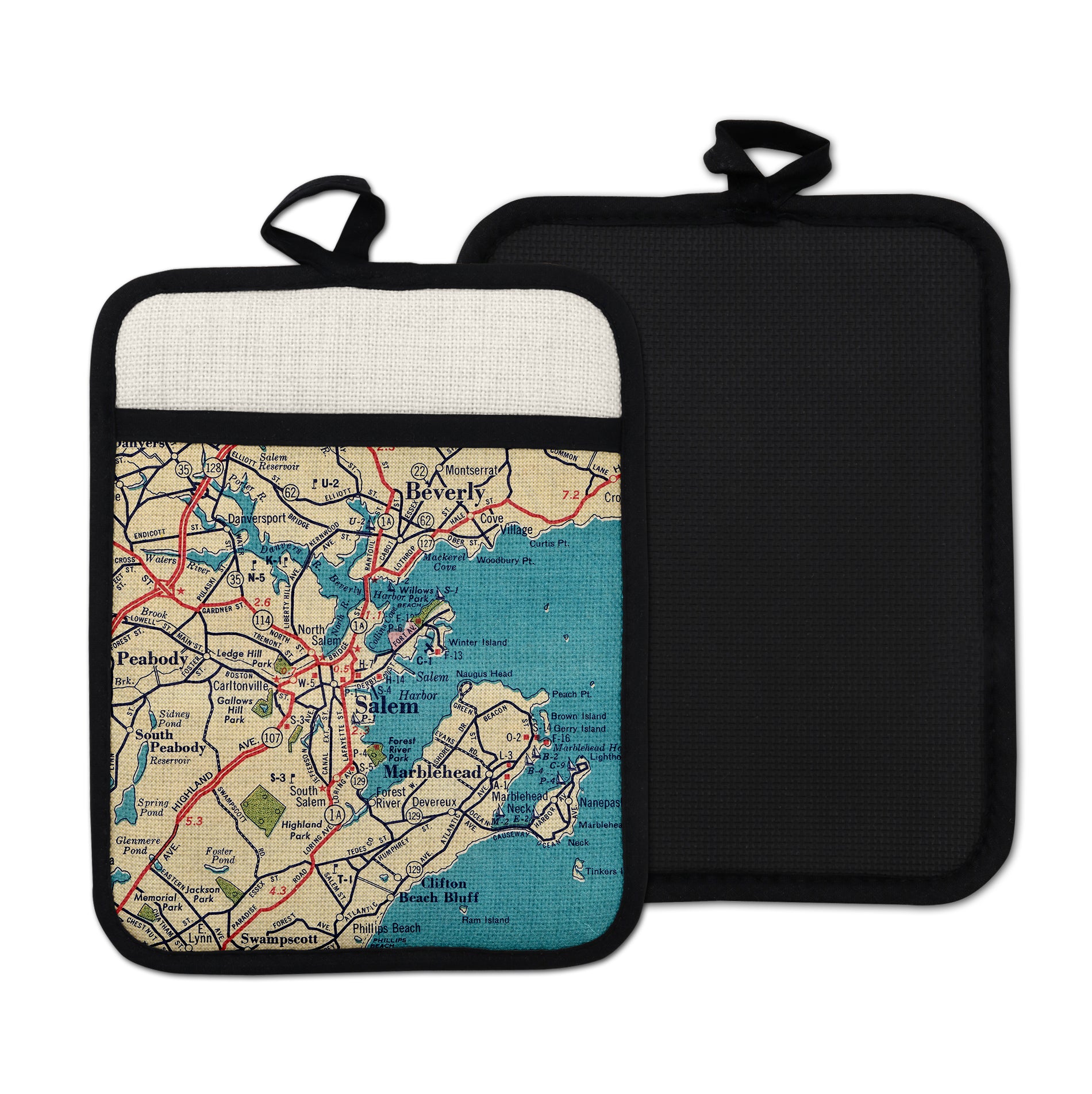 Salem Massachusetts vintage map hot pad kitchen decor