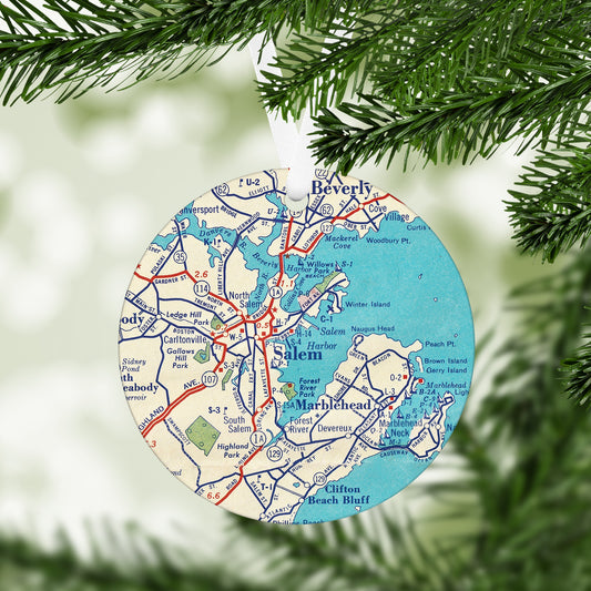 Salem Massachusetts Vintage Map Ornament