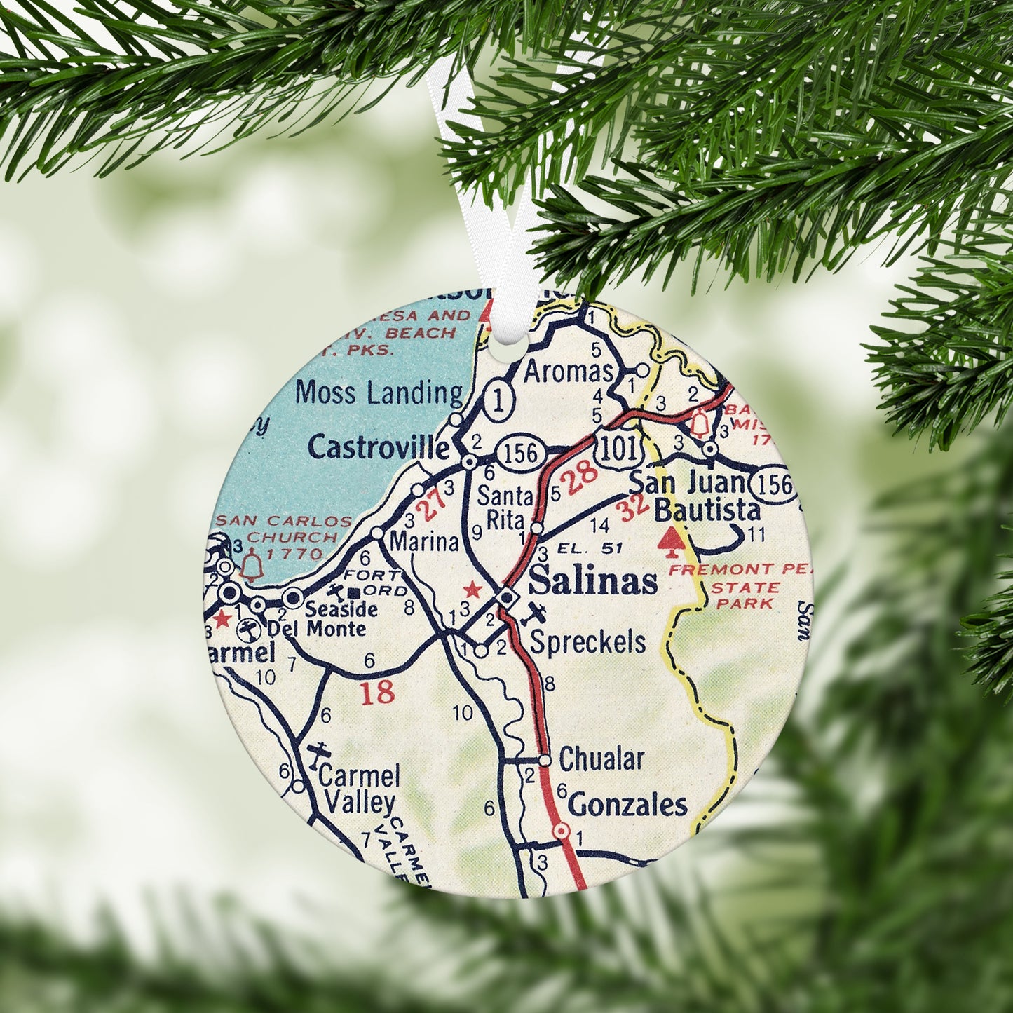 Salinas California Vintage Map Ornament