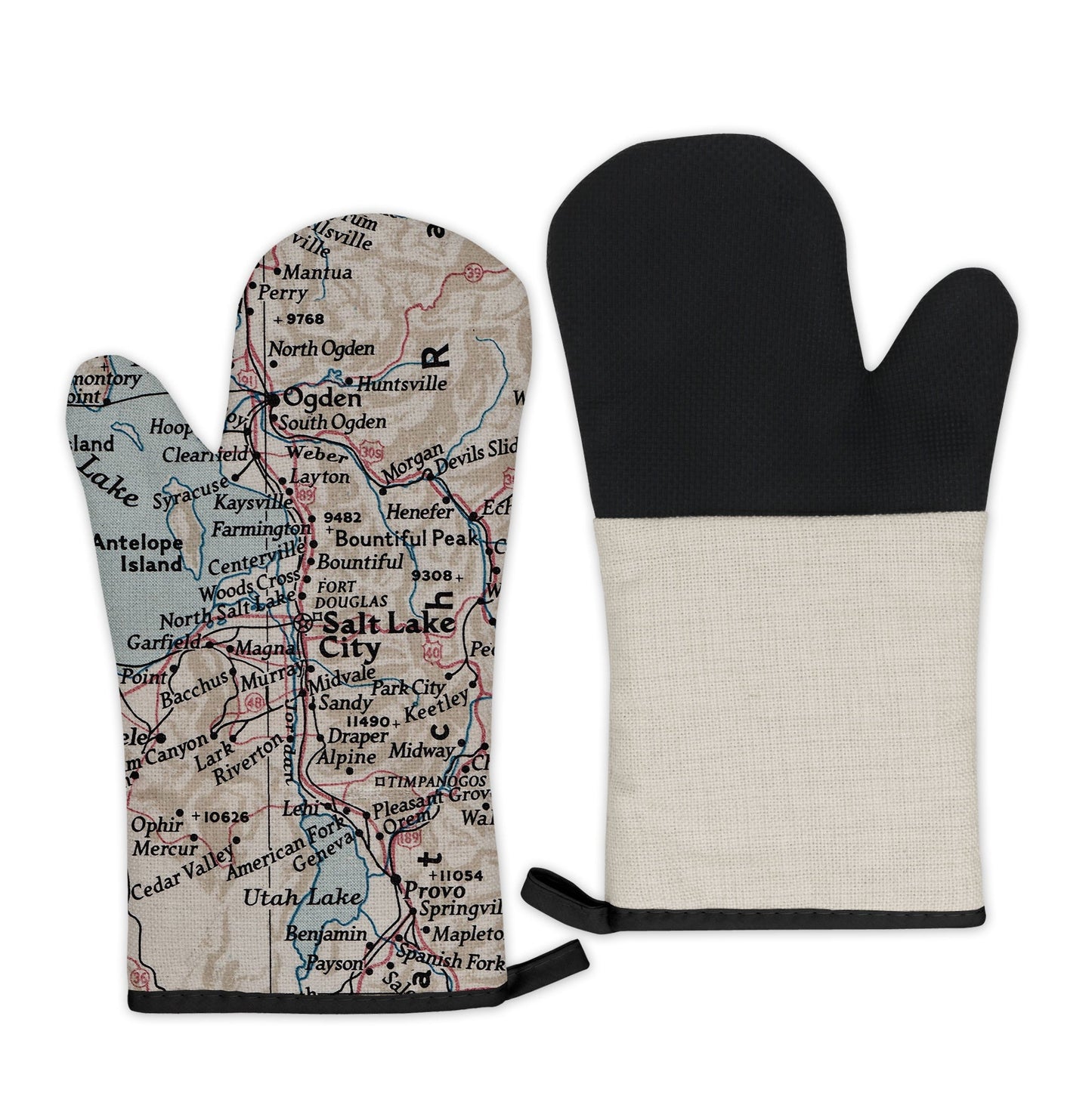 Salt Lake City, Utah Map Oven Mitt | Vintage-Inspired Kitchen Gift