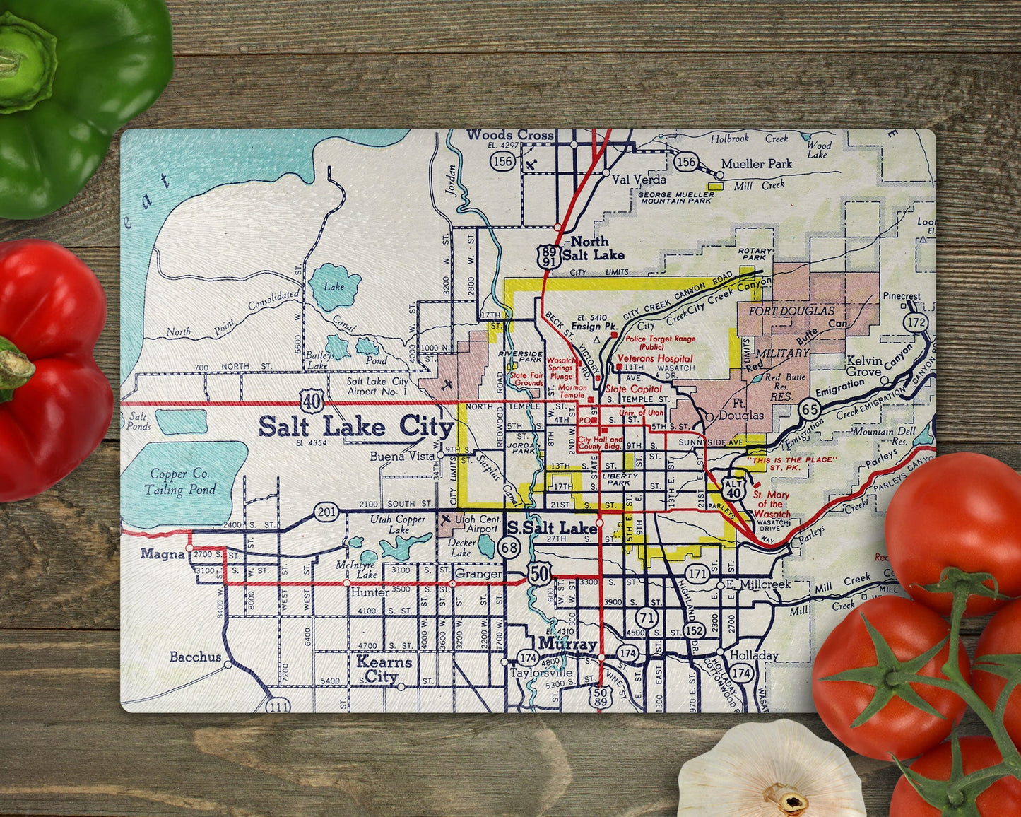 Salt Lake City Utah Map Cutting Board | Travel Gift | Kitchen Decor