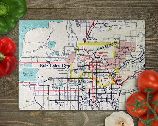 Salt Lake City Utah Map Cutting Board | Travel Gift | Kitchen Decor