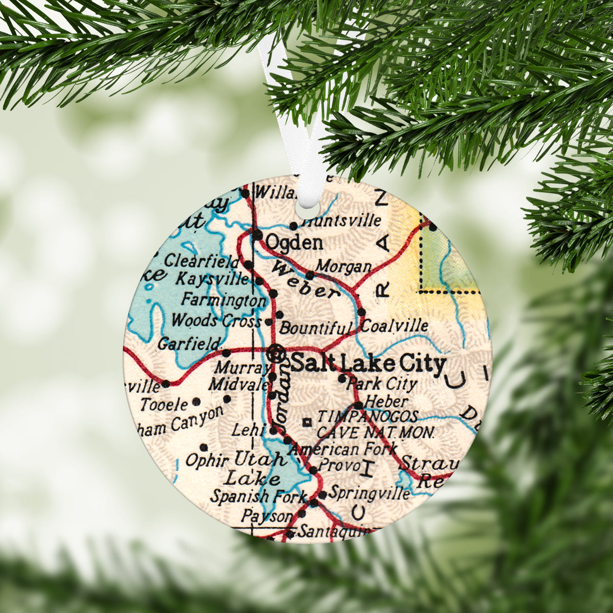 Salt Lake City Utah Vintage Map Ornament