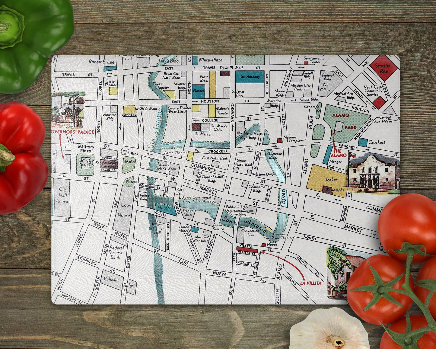 San Antonio Texas Map Cutting Board | Travel Gift | Kitchen Decor
