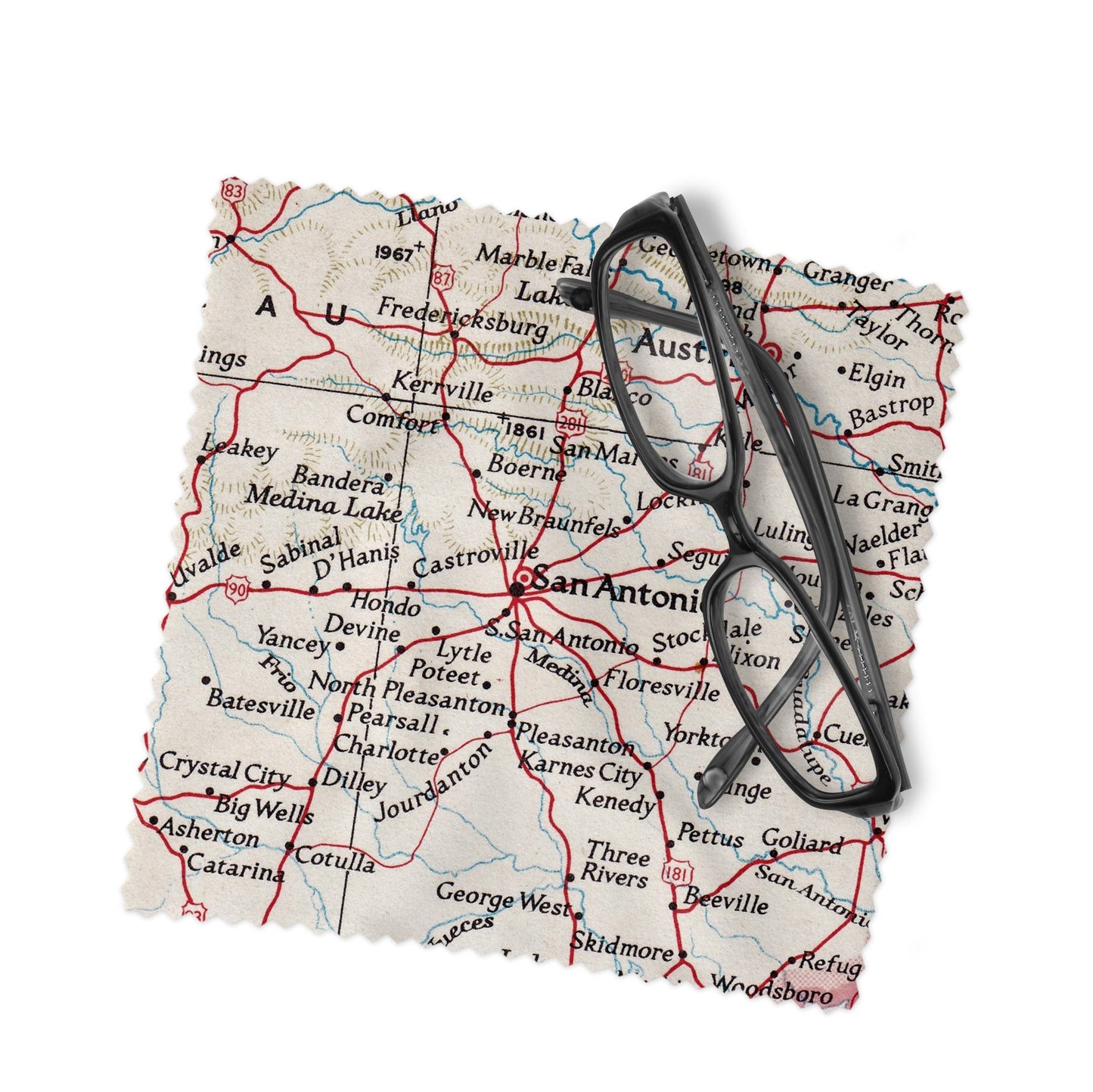 San Antonio Texas Map Lens Cloth | San Antonio Microfiber Glasses Cleaner | Travel Gift