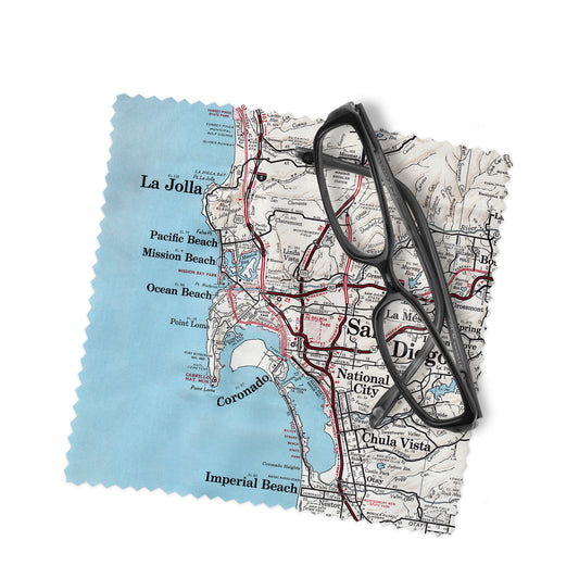 San Diego California Map Lens Cloth | San Diego Microfiber Glasses Cleaner | Travel Gift