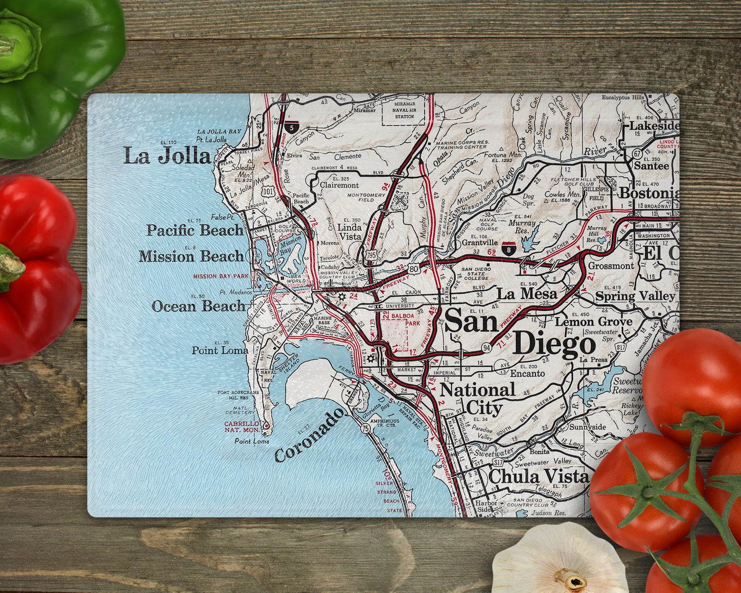 San Diego California Map Cutting Board | Travel Gift | Kitchen Decor
