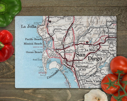 San Diego California Map Cutting Board | Travel Gift | Kitchen Decor