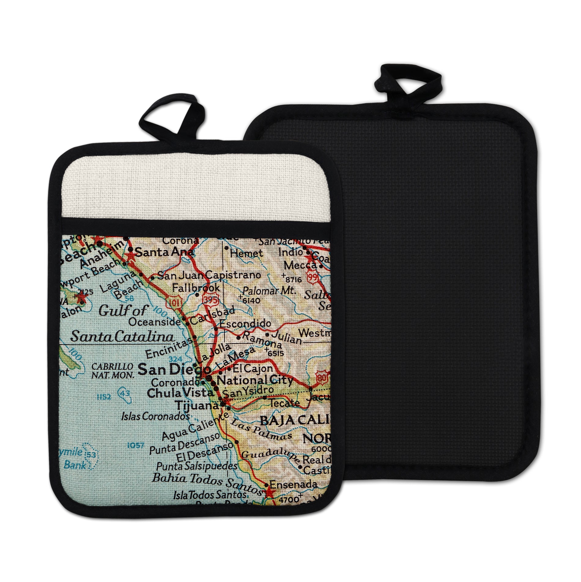 San Diego California vintage map hot pad kitchen decor