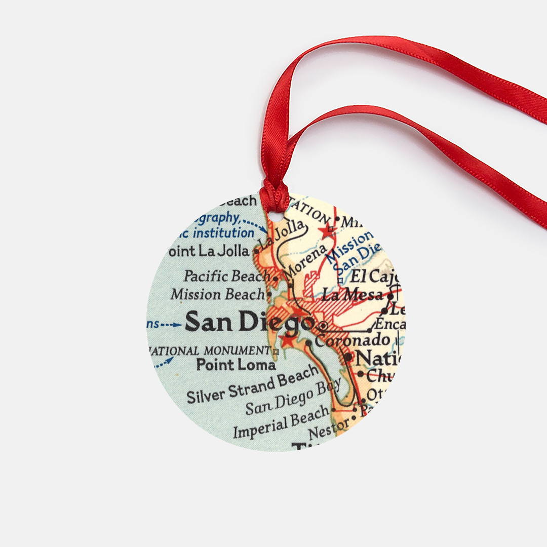 San Diego California Vintage Map Ornament