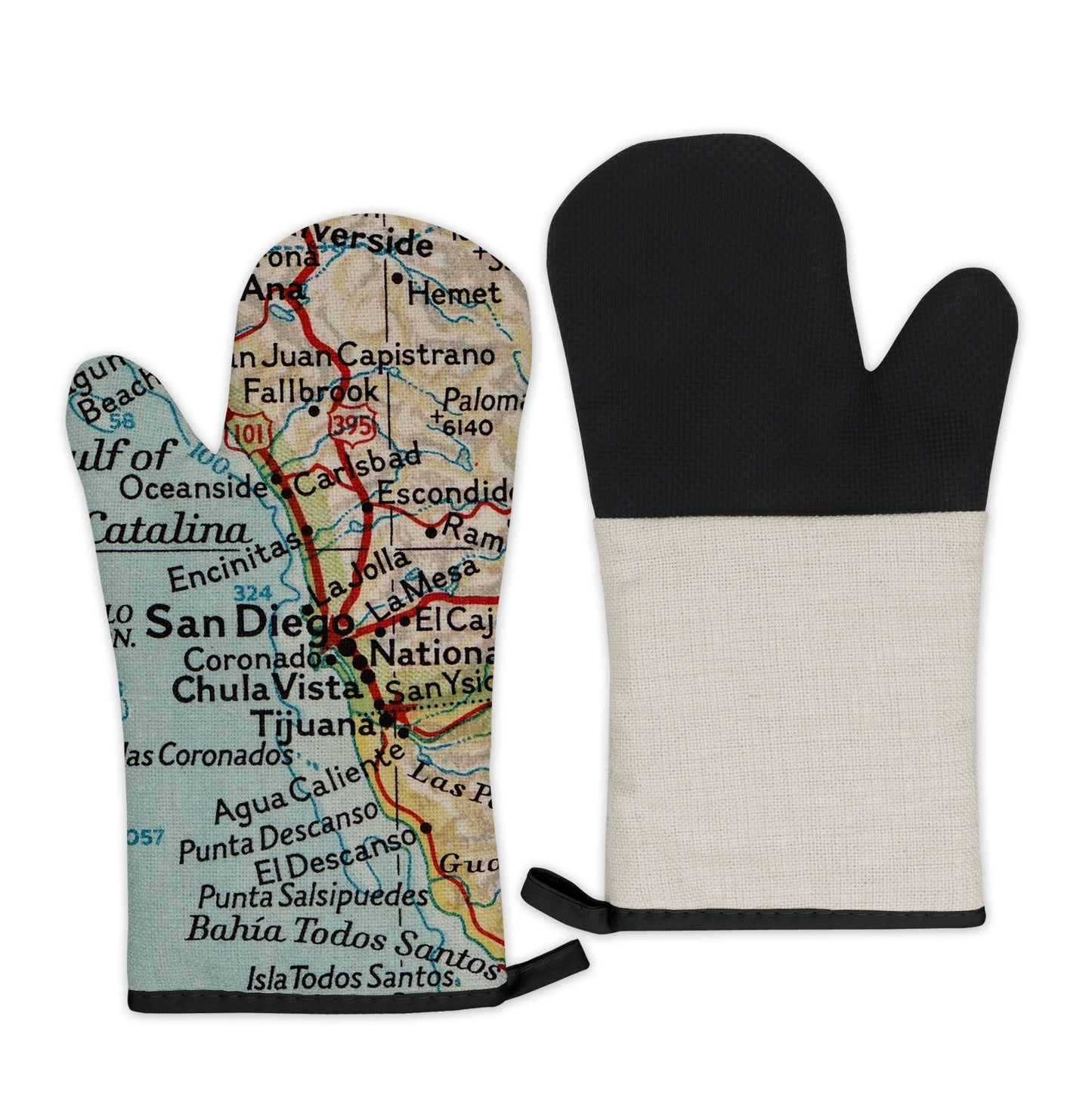 San Diego, California Map Oven Mitt | Vintage-Inspired Kitchen Gift