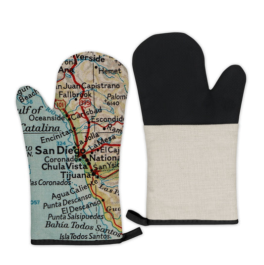San Diego, California Map Oven Mitt | Vintage-Inspired Kitchen Gift
