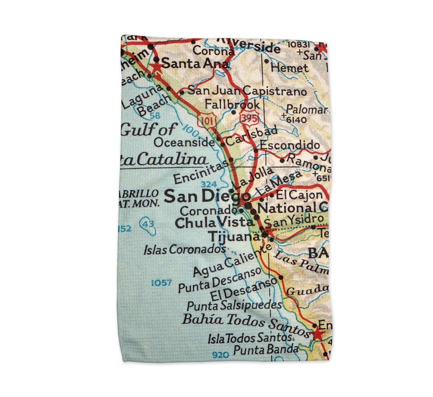 San Diego California Map Tea Towel | Waffle-Weave Kitchen Towel Gift