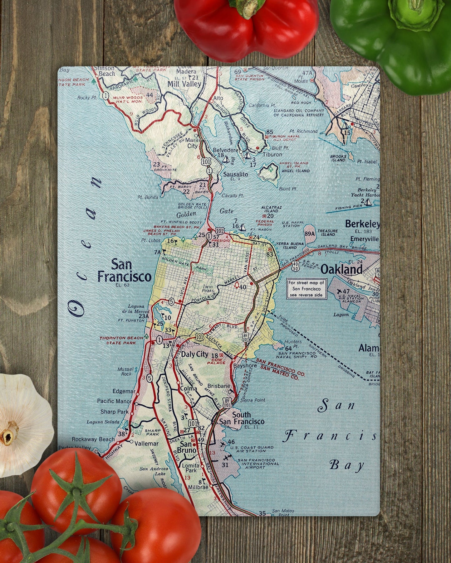 San Francisco California Map Cutting Board | Travel Gift | Kitchen Decor
