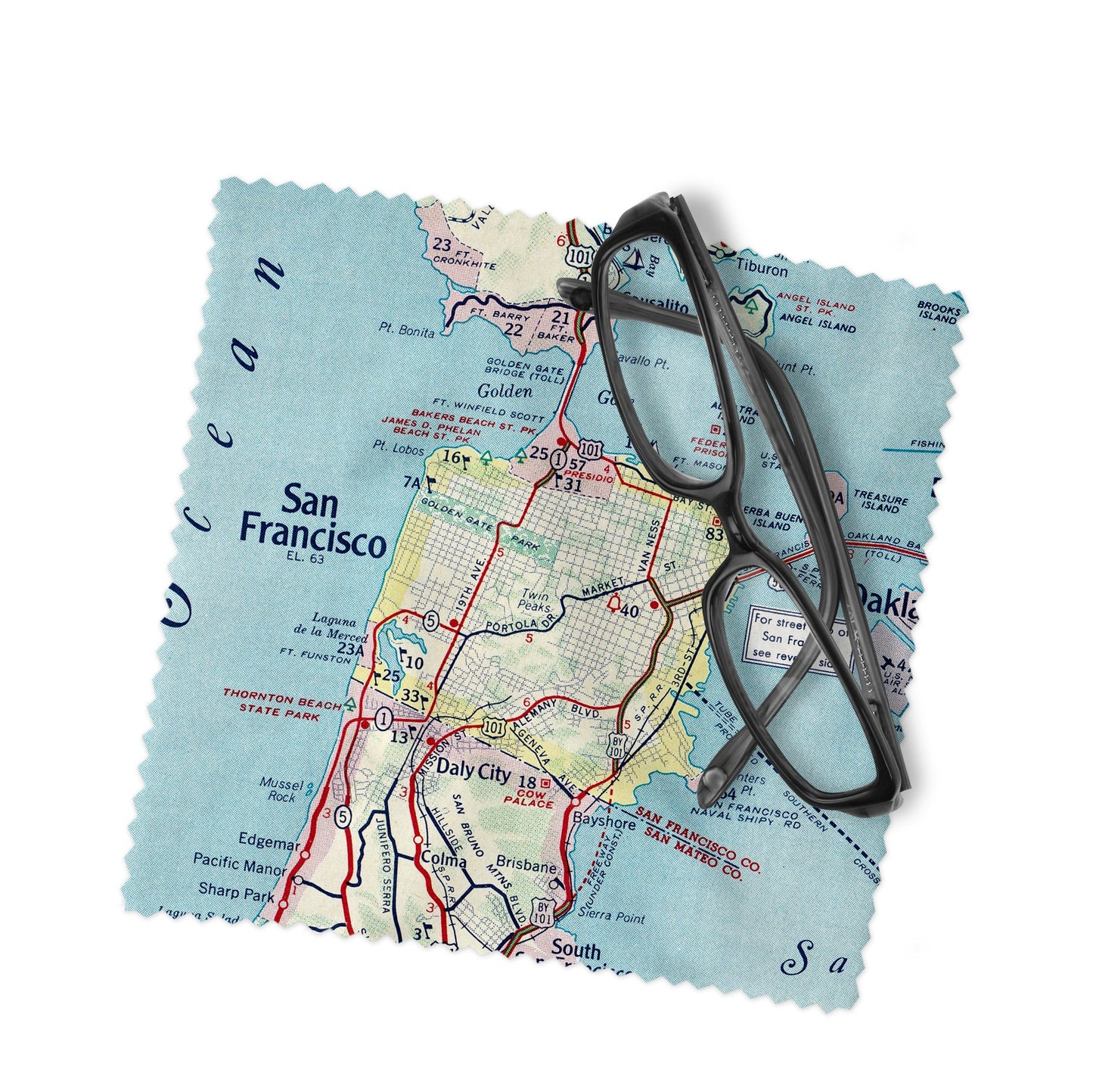 San Francisco California Map Lens Cloth | San Francisco Microfiber Glasses Cleaner | Travel Gift