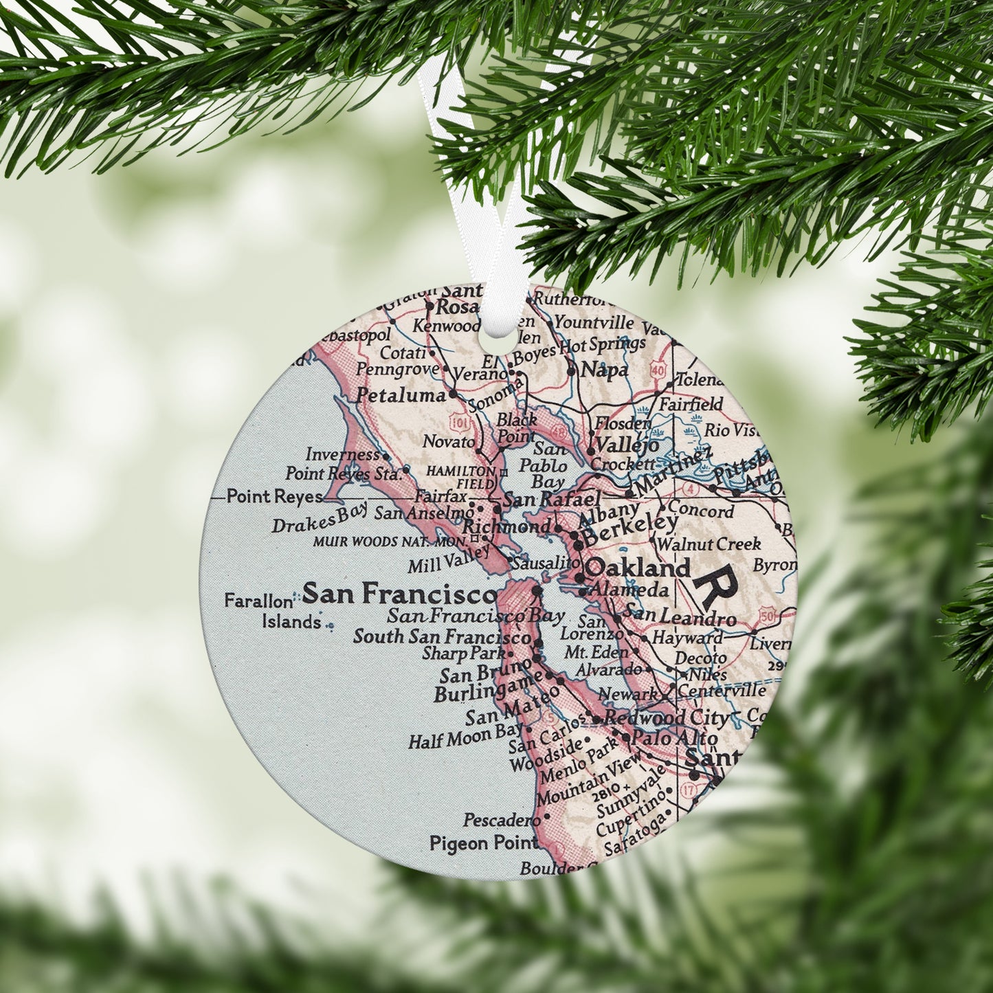 San Francisco California Vintage Map Ornament