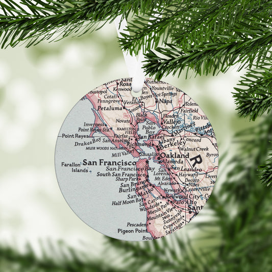 San Francisco California Vintage Map Ornament