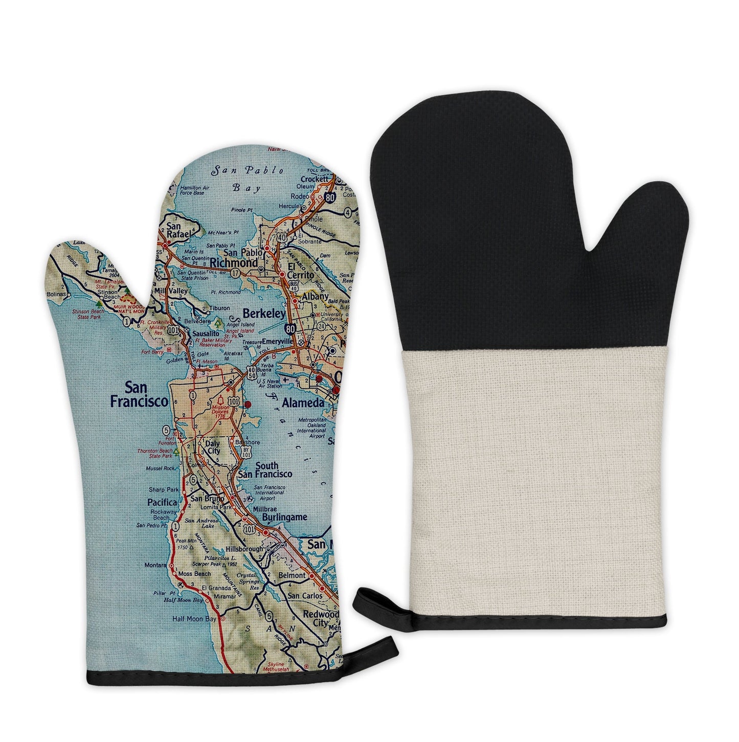 San Francisco, California Map Oven Mitt | Vintage-Inspired Kitchen Gift