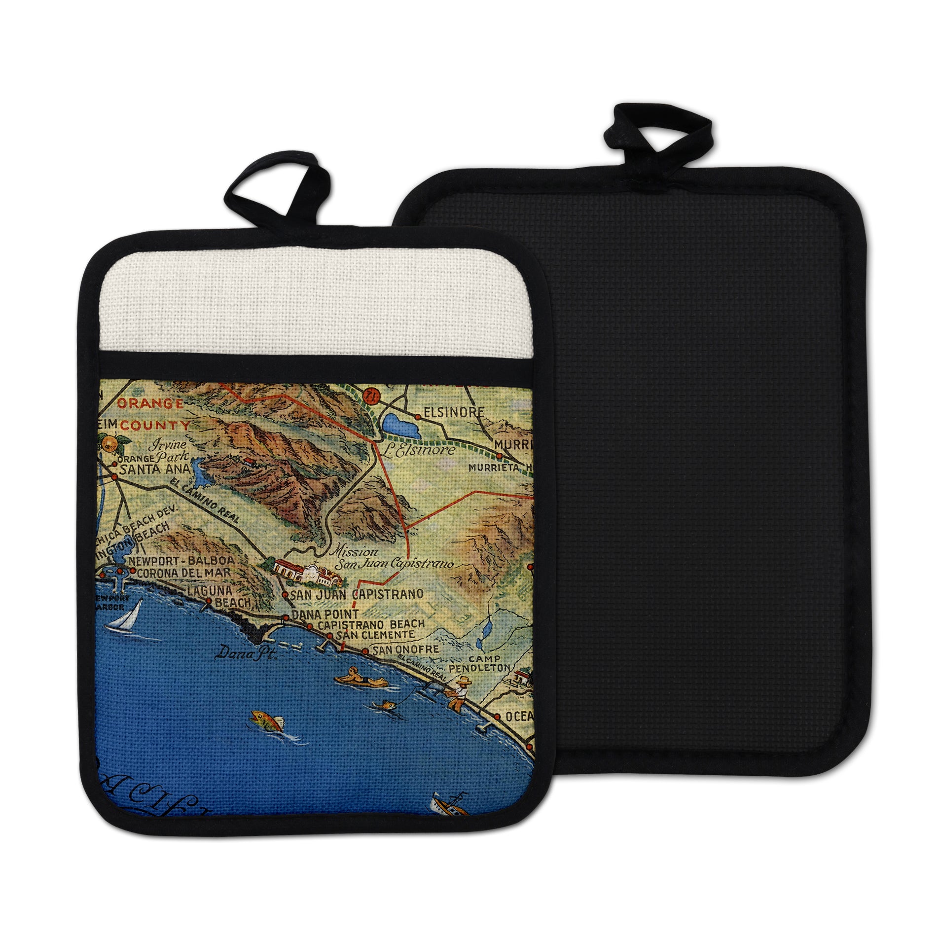San Juan Capistrano California vintage map hot pad kitchen decor
