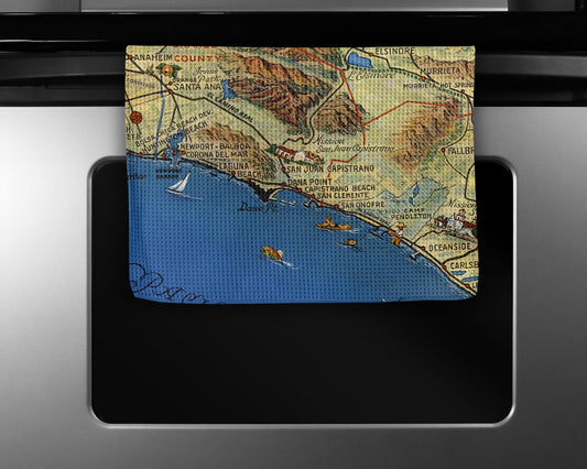 San Juan Capistrano California Map Tea Towel | Waffle-Weave Kitchen Towel Gift