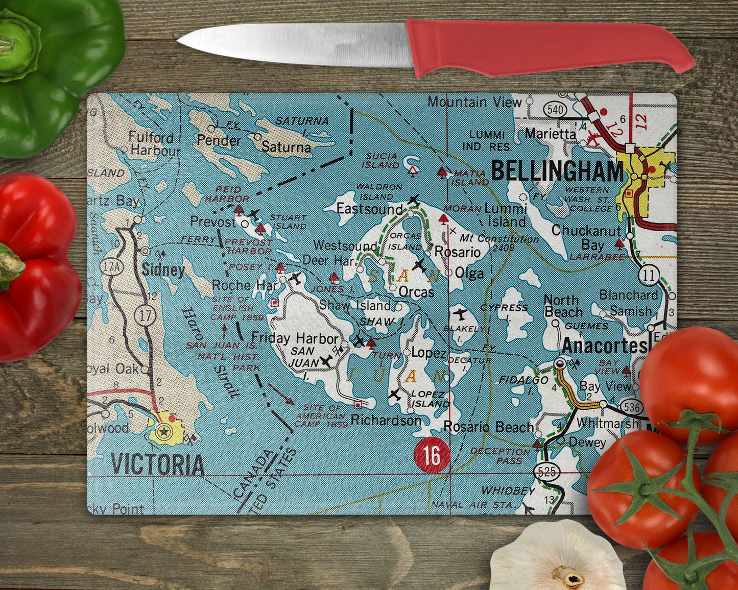 San Juan Islands Washington Map Cutting Board | Travel Gift | Kitchen Decor
